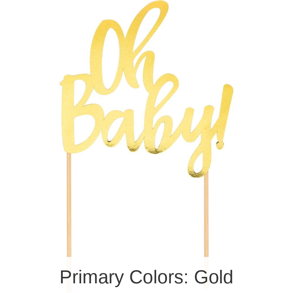 12/Case Bulk Oh Baby Gold Foil Cake Toppers