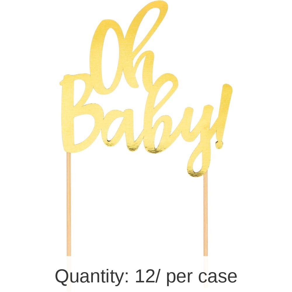 12/Case Bulk Oh Baby Gold Foil Cake Toppers