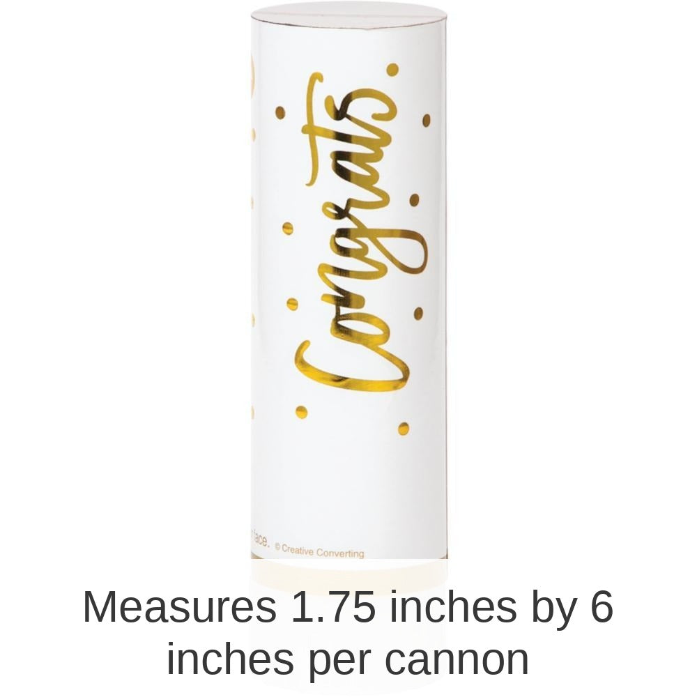 48/Case Bulk White and Gold Wedding Confetti Cannons