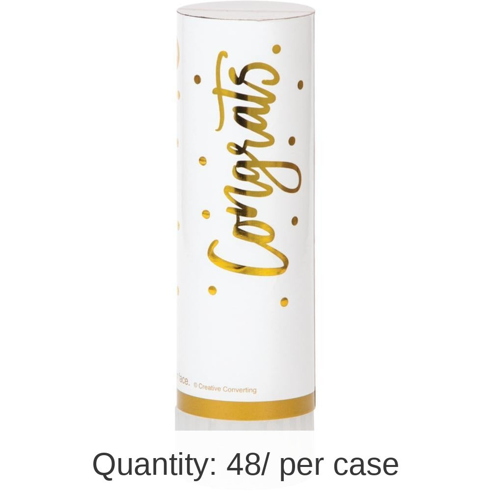 48/Case Bulk White and Gold Wedding Confetti Cannons