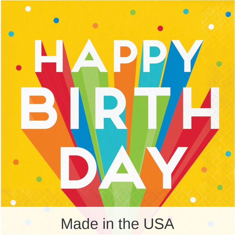 192/Case Bulk Happy Birthday Bash Paper Luncheon Napkins