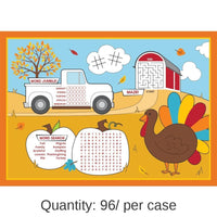 96/Case Bulk Fall Fun Activity Placemats