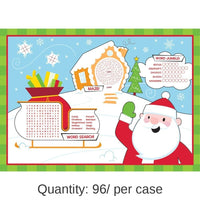 96/Case Bulk Christmas Activity Placemats