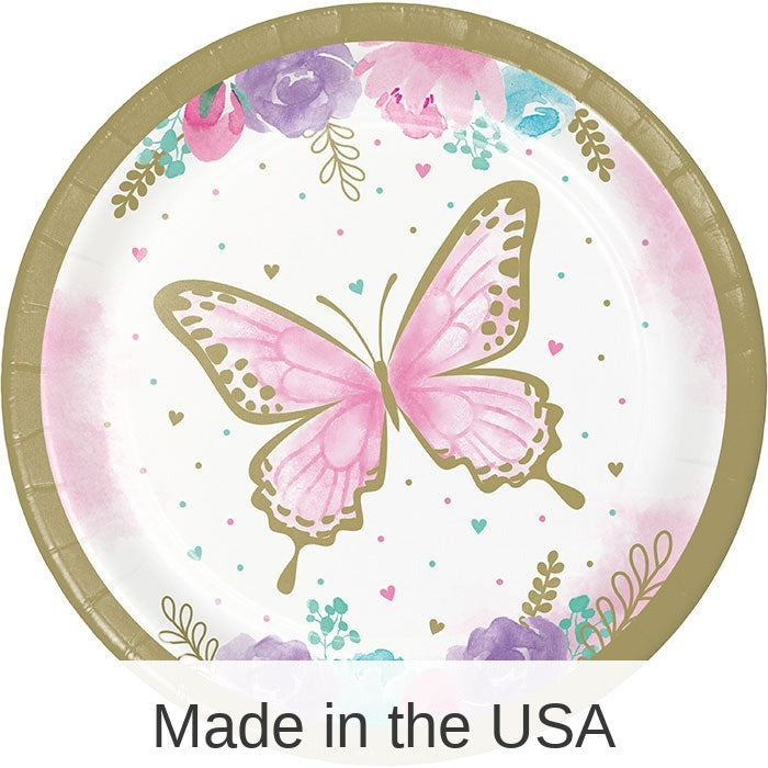 96/Case Bulk Butterfly Shimmer Dessert Plates