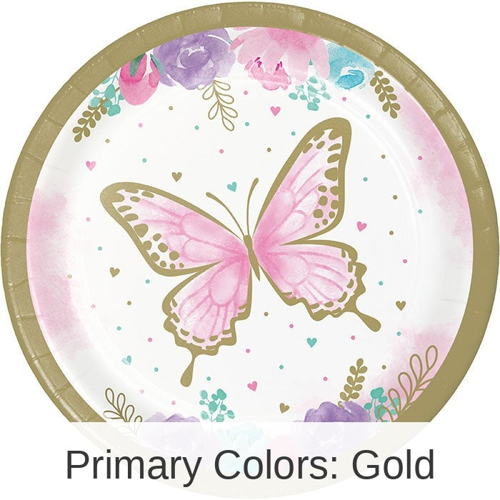 96/Case Bulk Butterfly Shimmer Dessert Plates