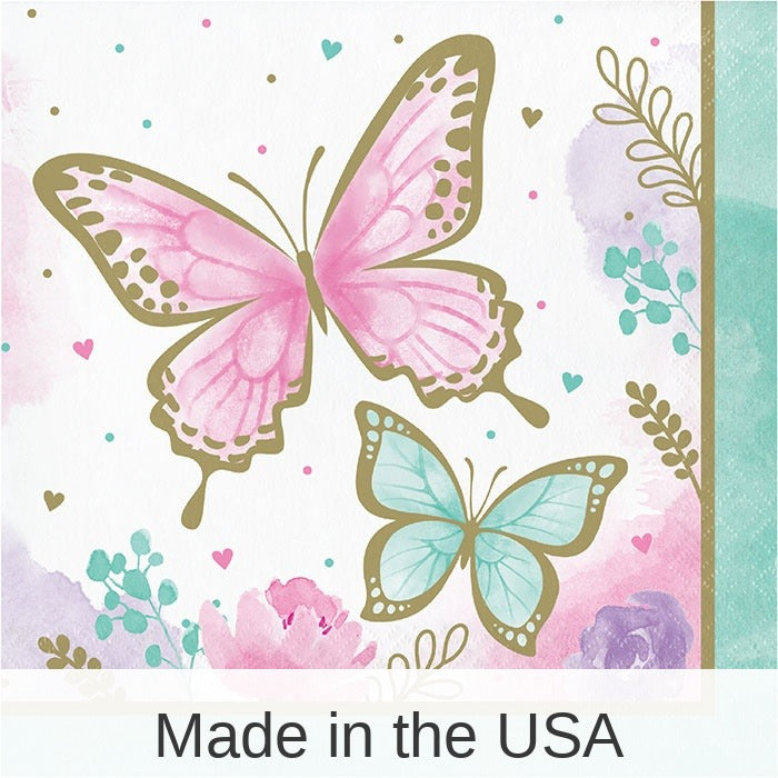 192/Case Bulk Butterfly Shimmer Luncheon Napkins