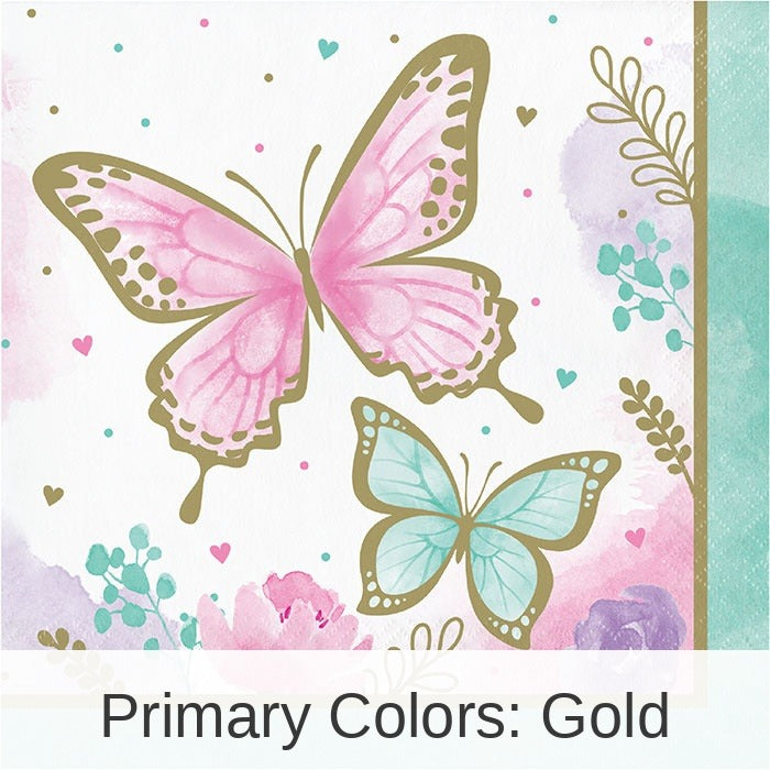 192/Case Bulk Butterfly Shimmer Luncheon Napkins