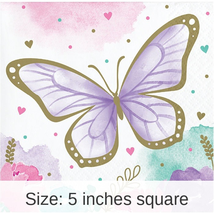 192/Case Bulk Butterfly Shimmer Beverage Napkins