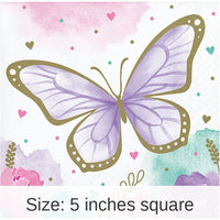 192/Case Bulk Butterfly Shimmer Beverage Napkins