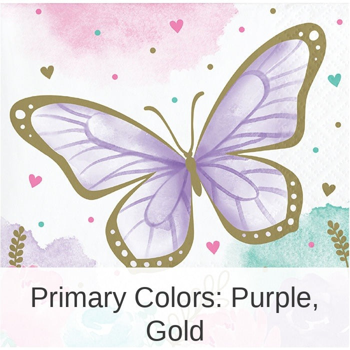 192/Case Bulk Butterfly Shimmer Beverage Napkins