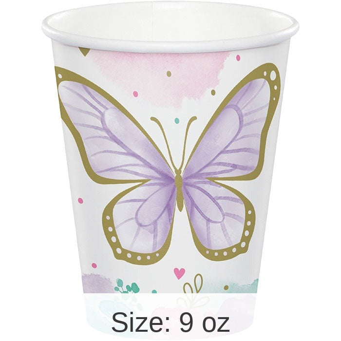 96/Case Bulk Butterfly Shimmer Paper Cups