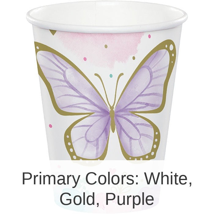 96/Case Bulk Butterfly Shimmer Paper Cups