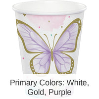 96/Case Bulk Butterfly Shimmer Paper Cups