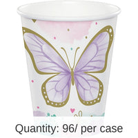96/Case Bulk Butterfly Shimmer Paper Cups