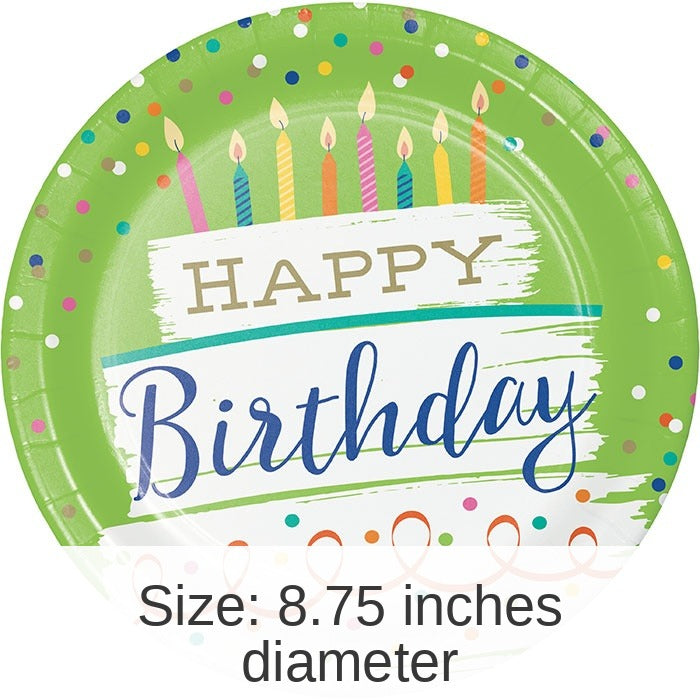 96/Case Bulk Festive Cake Happy Birthday Dinner Plates
