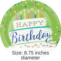 96/Case Bulk Festive Cake Happy Birthday Dinner Plates