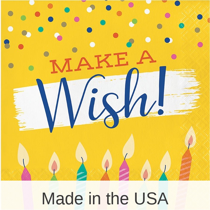 192/Case Bulk Festive Cake Make a Wish Luncheon Napkins
