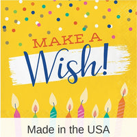 192/Case Bulk Festive Cake Make a Wish Luncheon Napkins