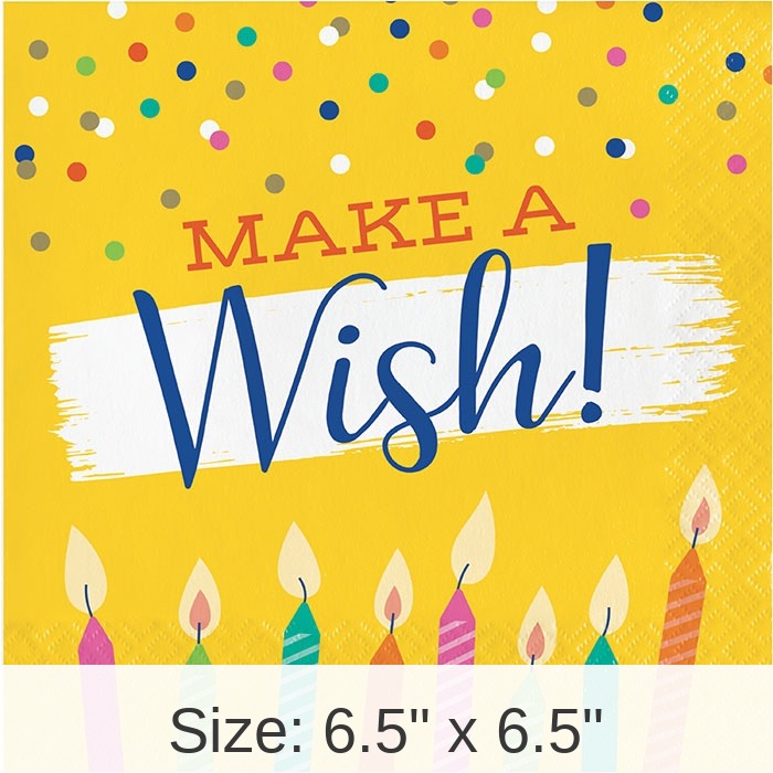 192/Case Bulk Festive Cake Make a Wish Luncheon Napkins