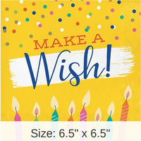 192/Case Bulk Festive Cake Make a Wish Luncheon Napkins