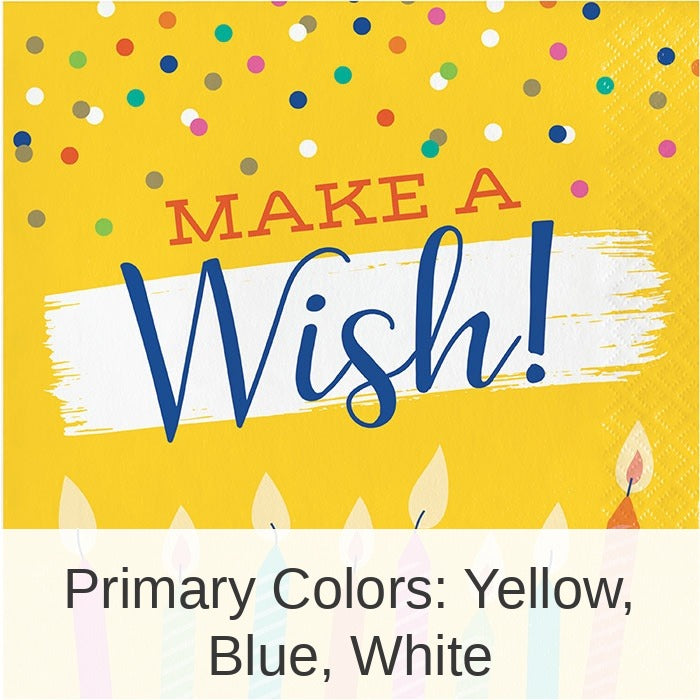 192/Case Bulk Festive Cake Make a Wish Luncheon Napkins