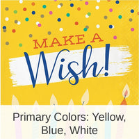 192/Case Bulk Festive Cake Make a Wish Luncheon Napkins