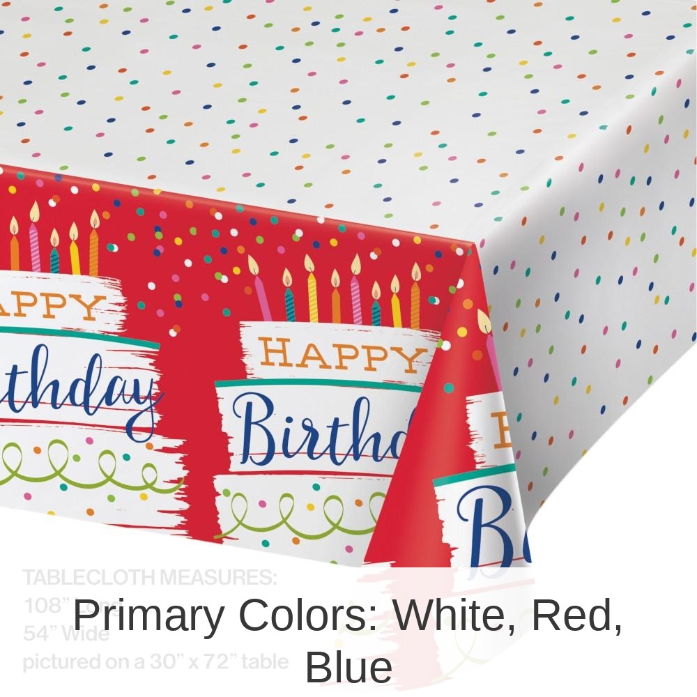 6/Case Bulk Festive Cake Happy Birthday Paper Table Covers