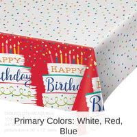 6/Case Bulk Festive Cake Happy Birthday Paper Table Covers