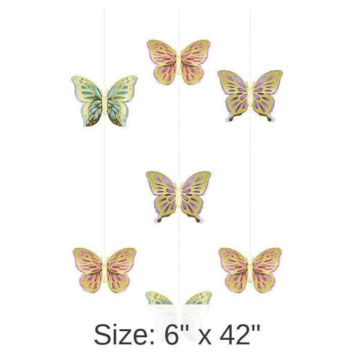36/Case Bulk Butterfly Shimmer Hanging Cutouts