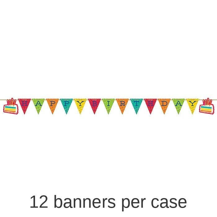 12/Case Bulk Festive Cake Happy Birthday Banners