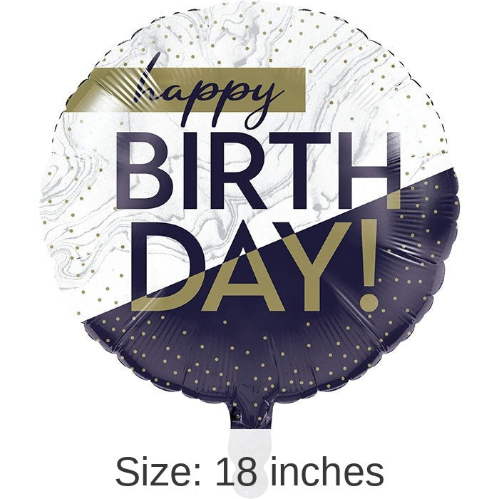 10/Case Bulk Navy and Gold Birthday Mylar Balloons
