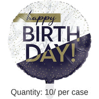 10/Case Bulk Navy and Gold Birthday Mylar Balloons