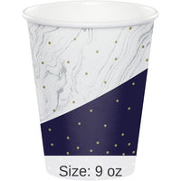 96/Case Bulk Navy and Gold Birthday Paper Cups