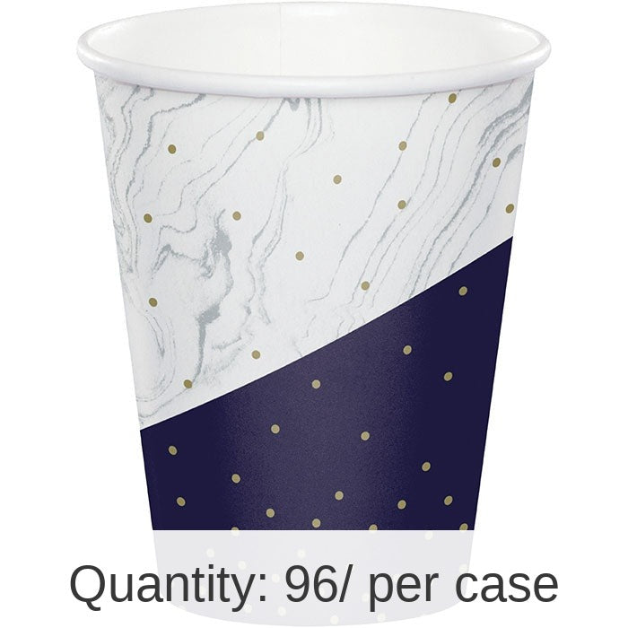 96/Case Bulk Navy and Gold Birthday Paper Cups