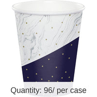96/Case Bulk Navy and Gold Birthday Paper Cups