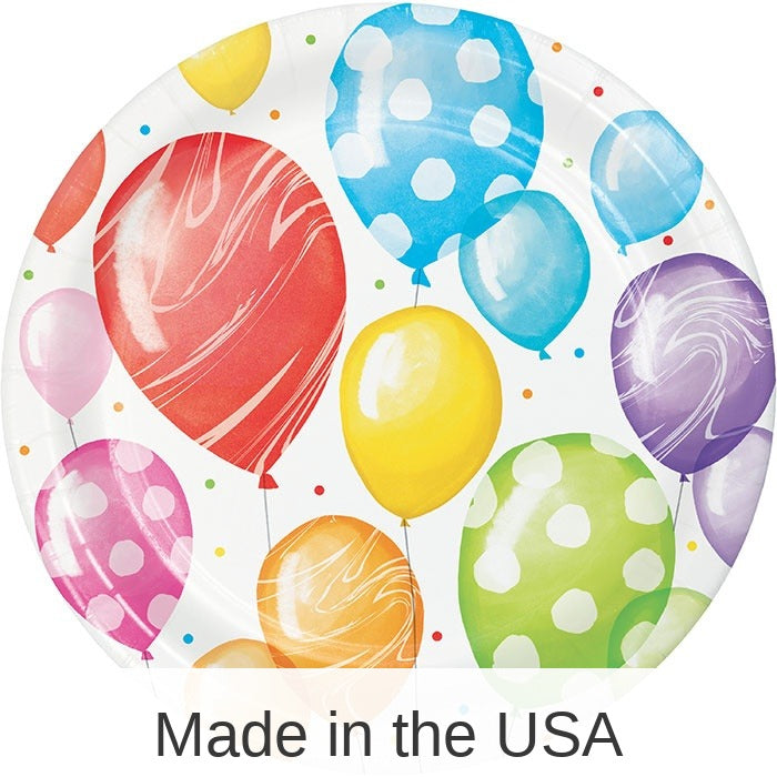 96/Case Bulk Balloon Bash Dessert Plates
