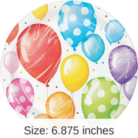 96/Case Bulk Balloon Bash Dessert Plates