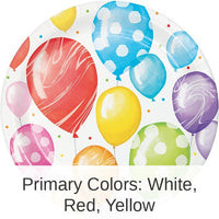 96/Case Bulk Balloon Bash Dessert Plates