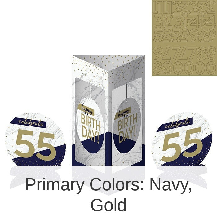 18/Case Bulk Navy and Gold Birthday Centerpiece Stands