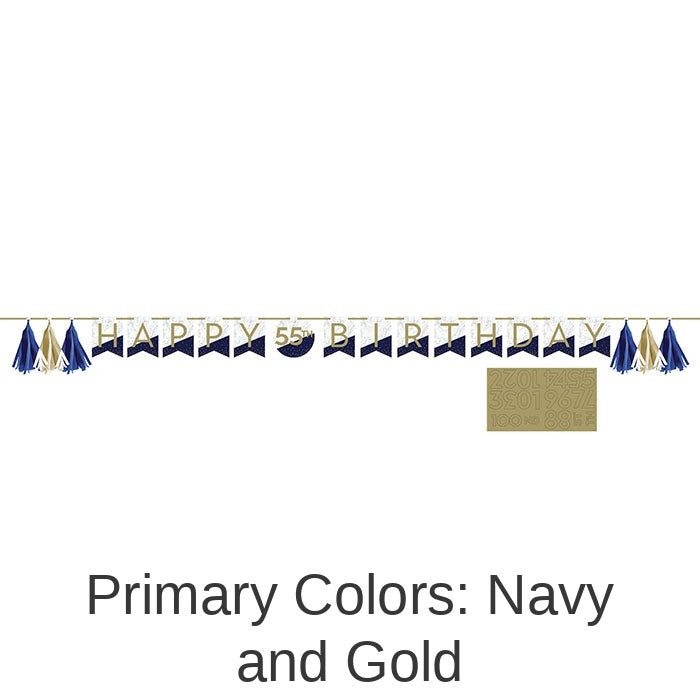 12/Case Bulk Navy and Gold Birthday Banners