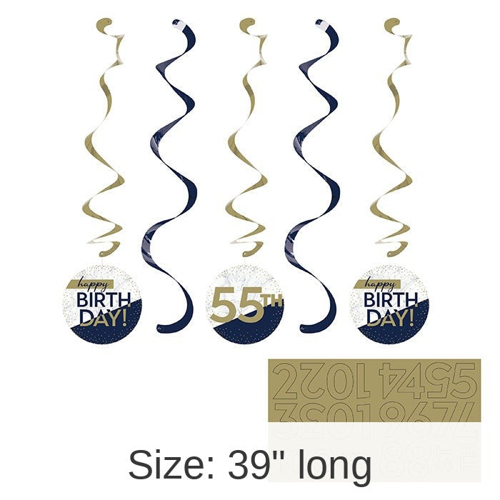 30/Case Bulk Navy and Gold Birthday Dizzy Danglers