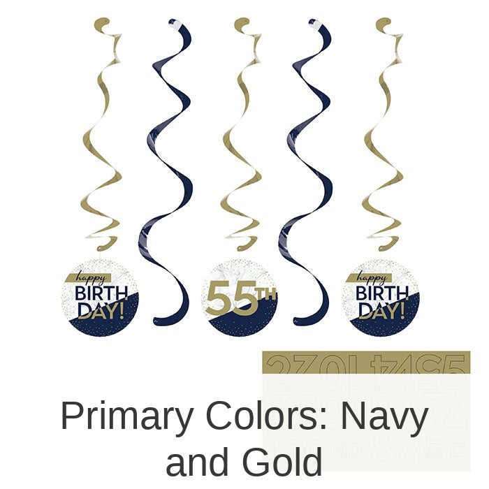 30/Case Bulk Navy and Gold Birthday Dizzy Danglers