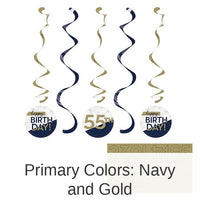 30/Case Bulk Navy and Gold Birthday Dizzy Danglers