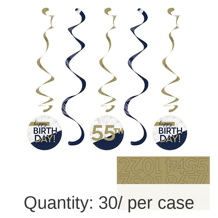 30/Case Bulk Navy and Gold Birthday Dizzy Danglers