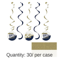 30/Case Bulk Navy and Gold Birthday Dizzy Danglers