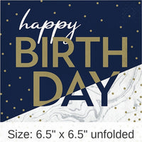 192/Case Bulk Navy and Gold Birthday Luncheon Napkins