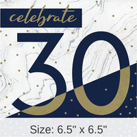 192/Case Bulk Navy and Gold 30th Birthday Luncheon Napkins