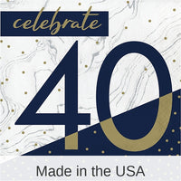 192/Case Bulk Navy and Gold 40th Birthday Luncheon Napkins