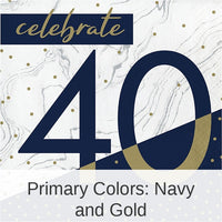192/Case Bulk Navy and Gold 40th Birthday Luncheon Napkins