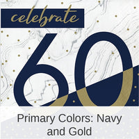192/Case Bulk Navy and Gold 60th Birthday Luncheon Napkins